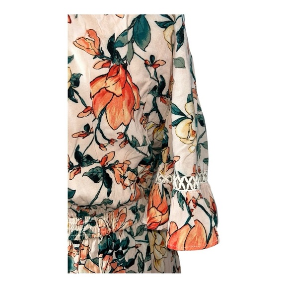EN CREAM Boho Floral Off-Shoulder Dress size M mix of colors: peach, greens - Picture 7 of 15